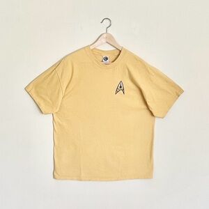 Vintage 90s Roddenberry Star Trek Fleet Uniform Costume Yellow T Shirt Adult XL